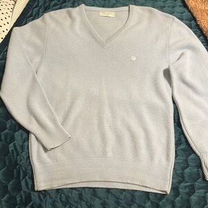 Dior Blue V-Neck Sweater Soft Knit Classic